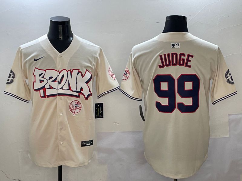Men New York Yankees 99 Judge Cream four generations Joint Name 2025 Nike MLB Jersey style 4117